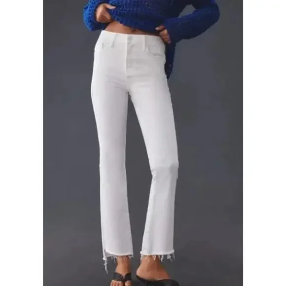 MOTHER The Insider Crop Step Fray Size 26 Fairest of Them All White Denim Jeans - Picture 1 of 12
